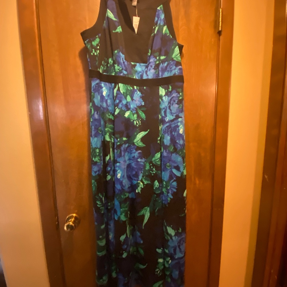Floral Black and Blue Women's Dress